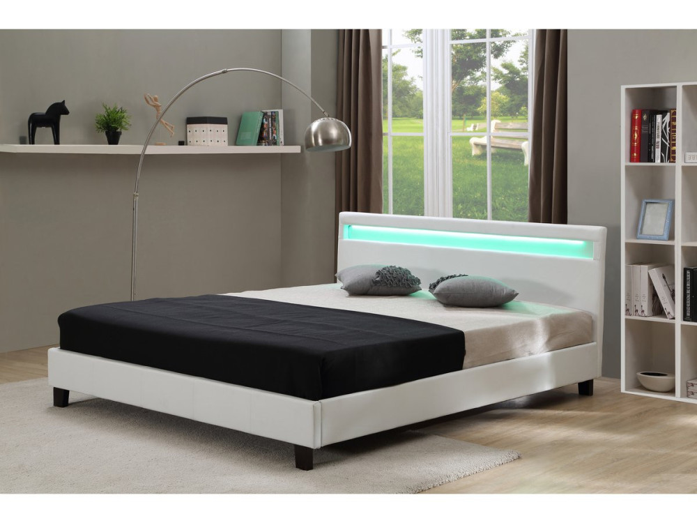 Bett mit LED "Maria" - 140 x 190 cm - Weiß