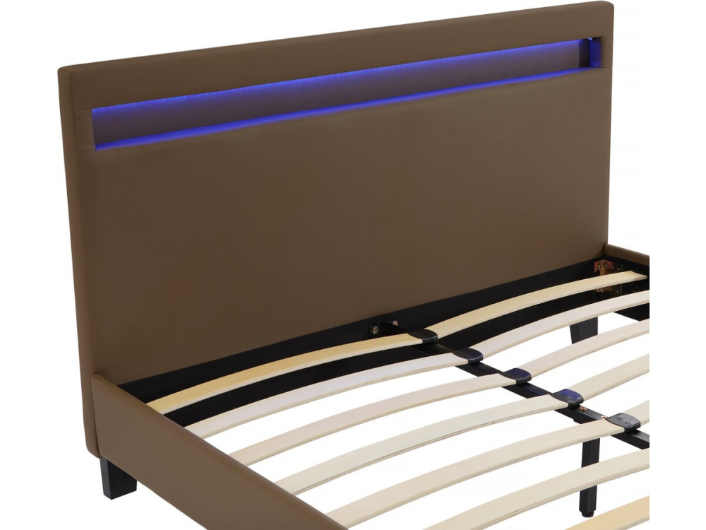 Bett mit LED "Maria" - 140 x 190 cm - Taupe