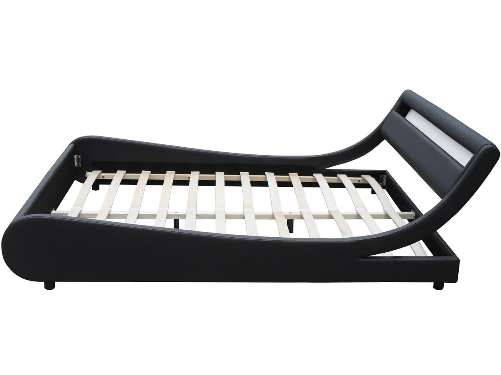 Doppelbett mit LED "Natacha" - 160 x 200 cm - Schwarz