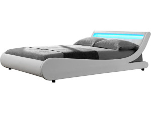 Doppelbett mit LED "Natacha" - 140 x 190 cm - Weiß