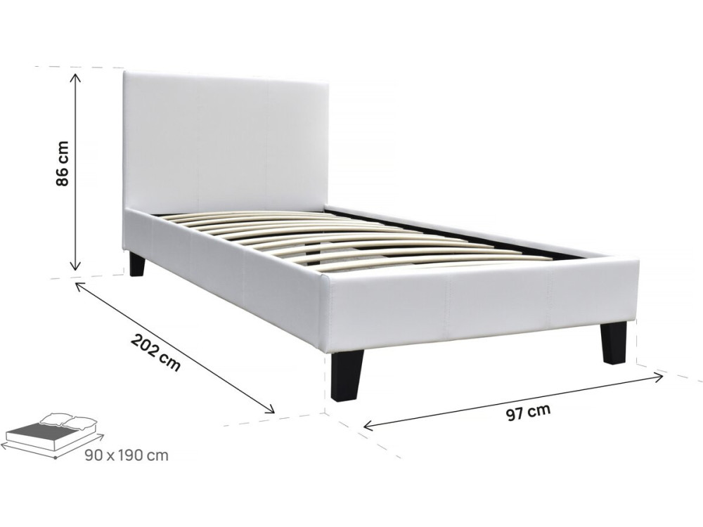 Einzelbett "Lina" - 90 x 190 cm - Weiß