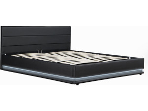 Bett mit LED und Bettkasten "Anastasia" - 160 x 200 cm - Schwarz