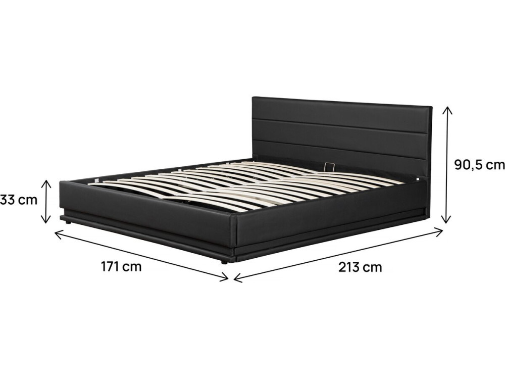 Bett mit LED und Bettkasten "Anastasia" - 160 x 200 cm - Schwarz