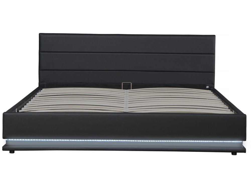 Bett mit LED und Bettkasten "Anastasia" - 160 x 200 cm - Schwarz