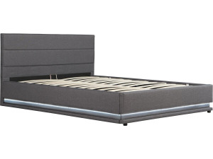 Bett mit LED und Bettkasten "Anastasia" - 160 x 200 - Dunkelgrau