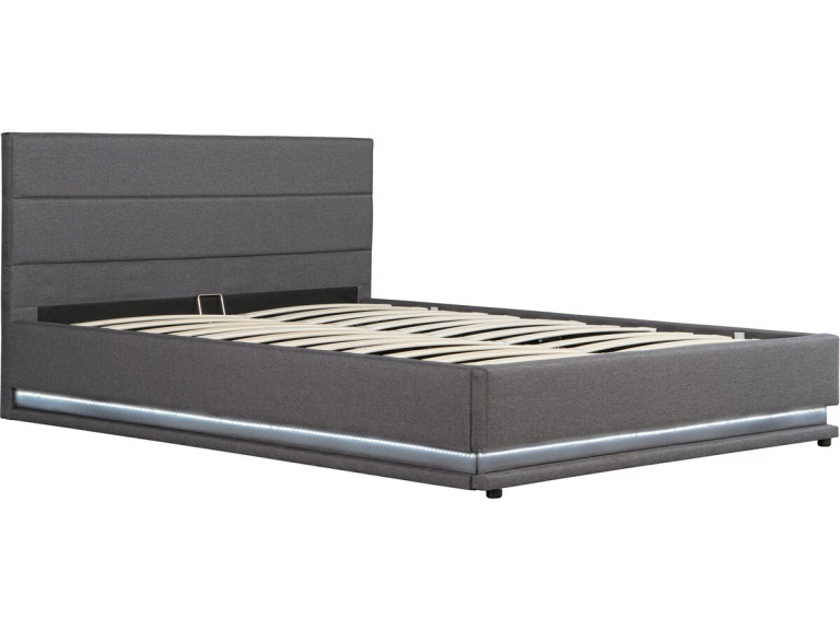 Bett mit LED und Bettkasten "Anastasia" - 160 x 200 - Dunkelgrau