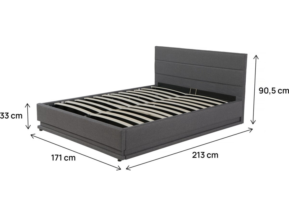 Bett mit LED und Bettkasten "Anastasia" - 160 x 200 - Dunkelgrau