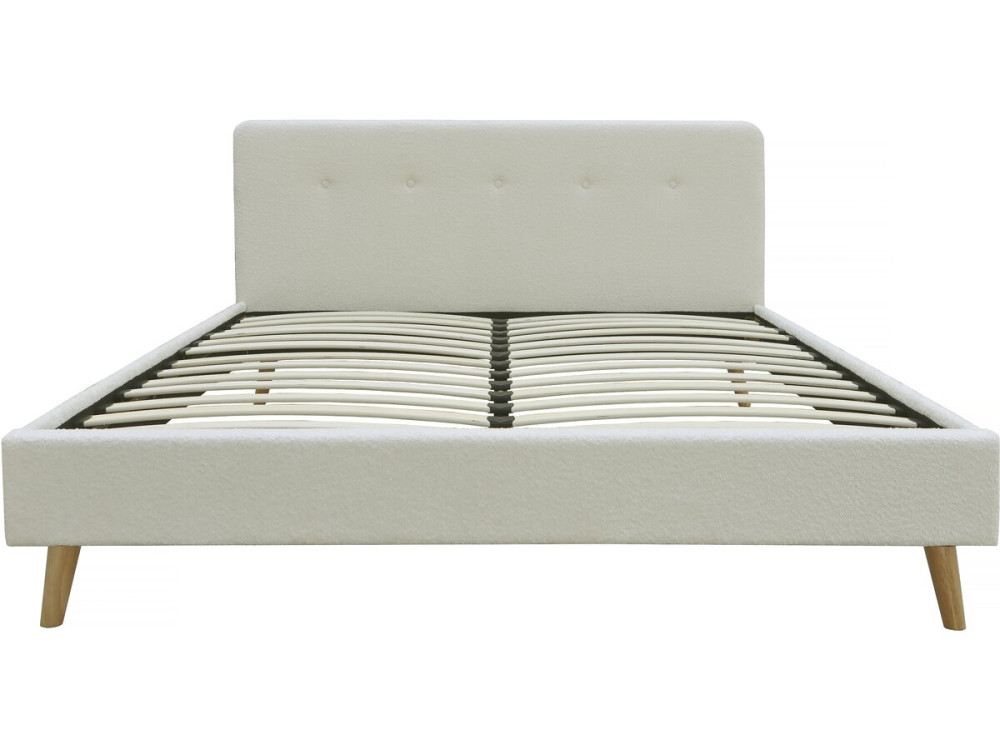 Bett aus Bouclé-Stoff "Nemo" 140 x 190 cm  - Creme
