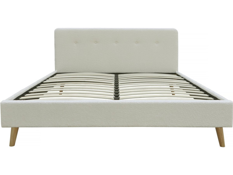 Doppelbett aus Bouclé-Stoff "Nemo" 160 x 200 cm  - Creme