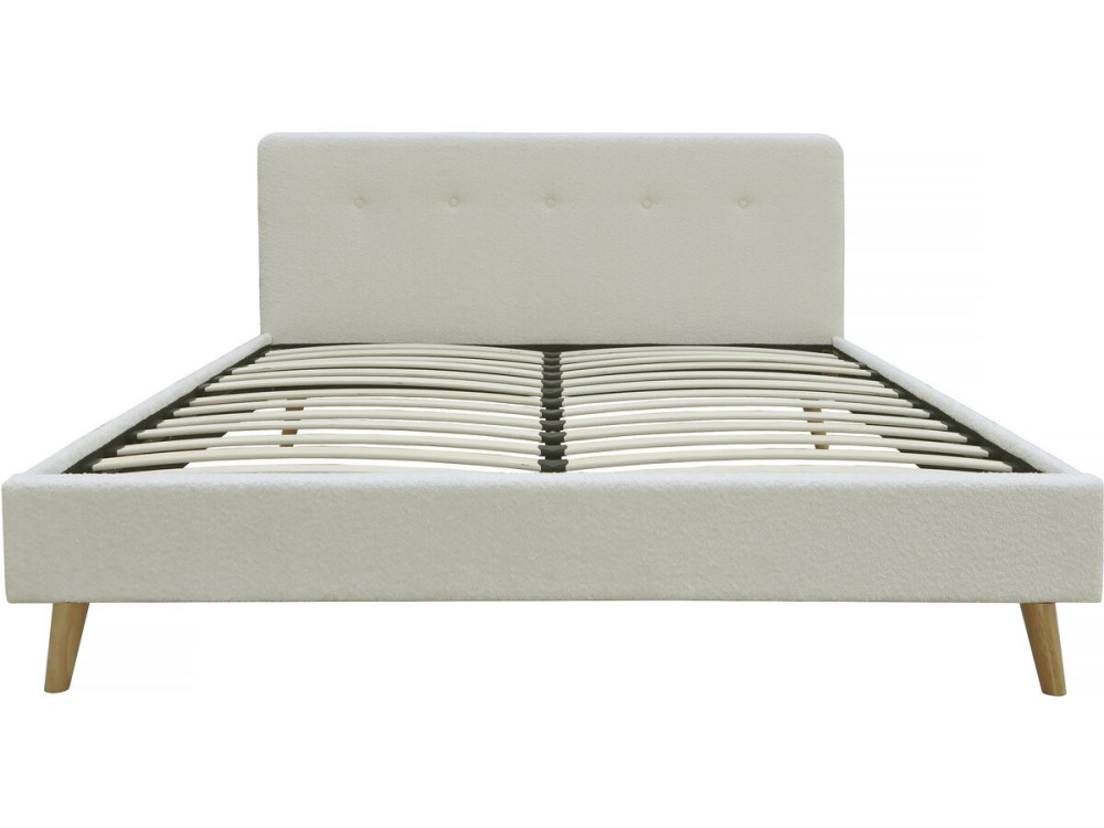 Doppelbett aus Bouclé-Stoff "Nemo" 160 x 200 cm  - Creme