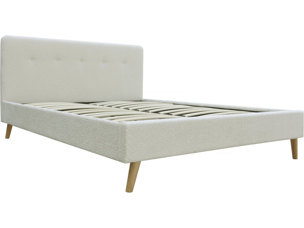 Doppelbett aus Bouclé-Stoff "Nemo" 160 x 200 cm  - Creme