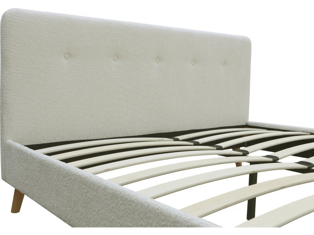 Doppelbett aus Bouclé-Stoff "Nemo" 160 x 200 cm  - Creme