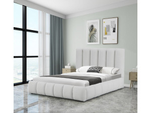 Bett aus Bouclé-Stoff mit Bettkasten "Annie" - 140 x 190 cm - Weiß 2