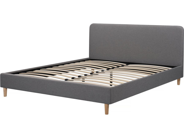 Doppelbett aus Stoff "Louise" - 140 x 190 cm - Grau