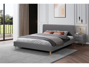 Doppelbett aus Stoff "Louise" - 140 x 190 cm - Grau 2