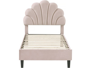 Muschelbett aus Samt "Manon" - 90 x 190 cm - Beige