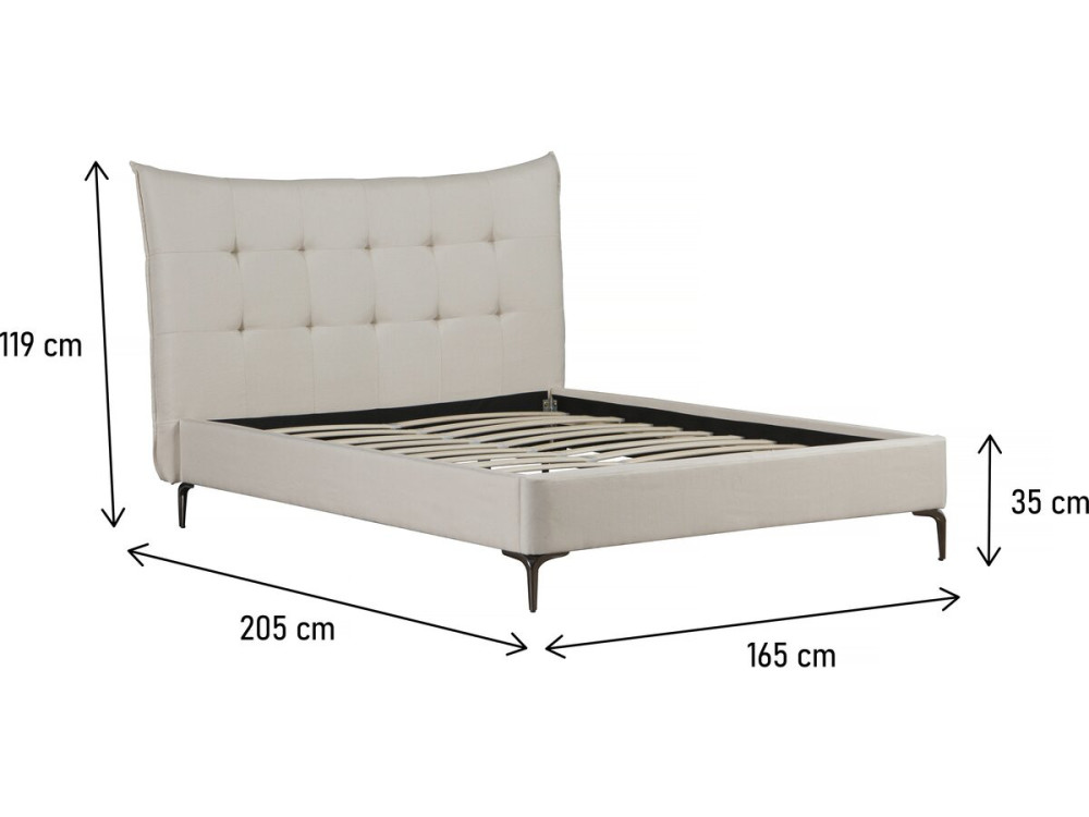 Gepolstertes Doppelbett aus Stoff „Aspen“ 140 x 190 cm - Beige