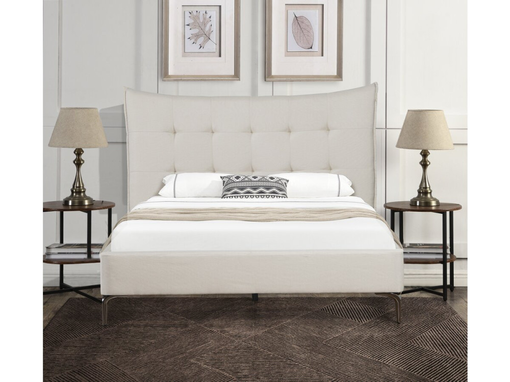 Gepolstertes Doppelbett aus Stoff „Aspen“ 160 x 200 cm - Beige