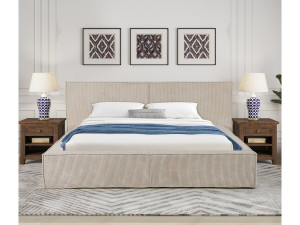 Bett aus Cord mit Bettkasten „Courchevel“ - 160 x 200 cm - Beige 2