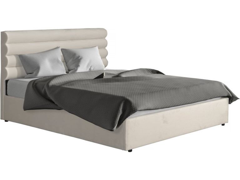 Designer-Doppelbett "Livigno" aus Samt - 140 x 190 cm - Beige