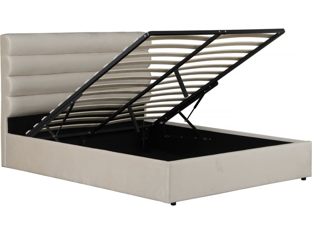 Designer-Doppelbett "Livigno" aus Samt - 140 x 190 cm - Beige