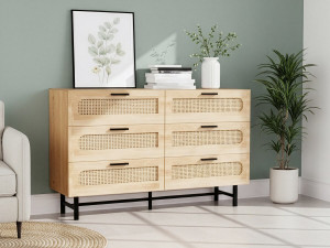 Kommode aus Holz und Rohrgeflecht "Harrison" - 120 x 40 x 75 cm - Beige 2