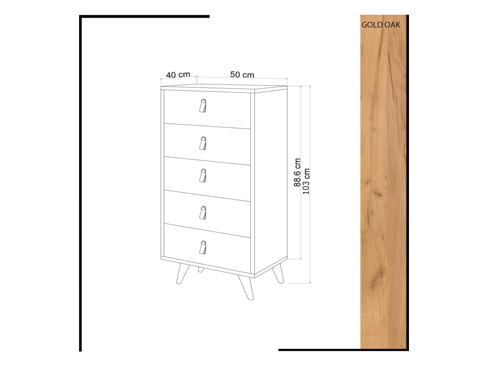 Holzkommode "Frenzu" - 50 x 40 x 103 cm - Weiß