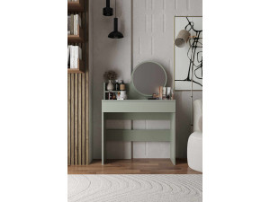 Schminktisch mit Spiegel aus Holz "Harmony Mini Round" - 90 x 40 x 133 cm - Grün 2