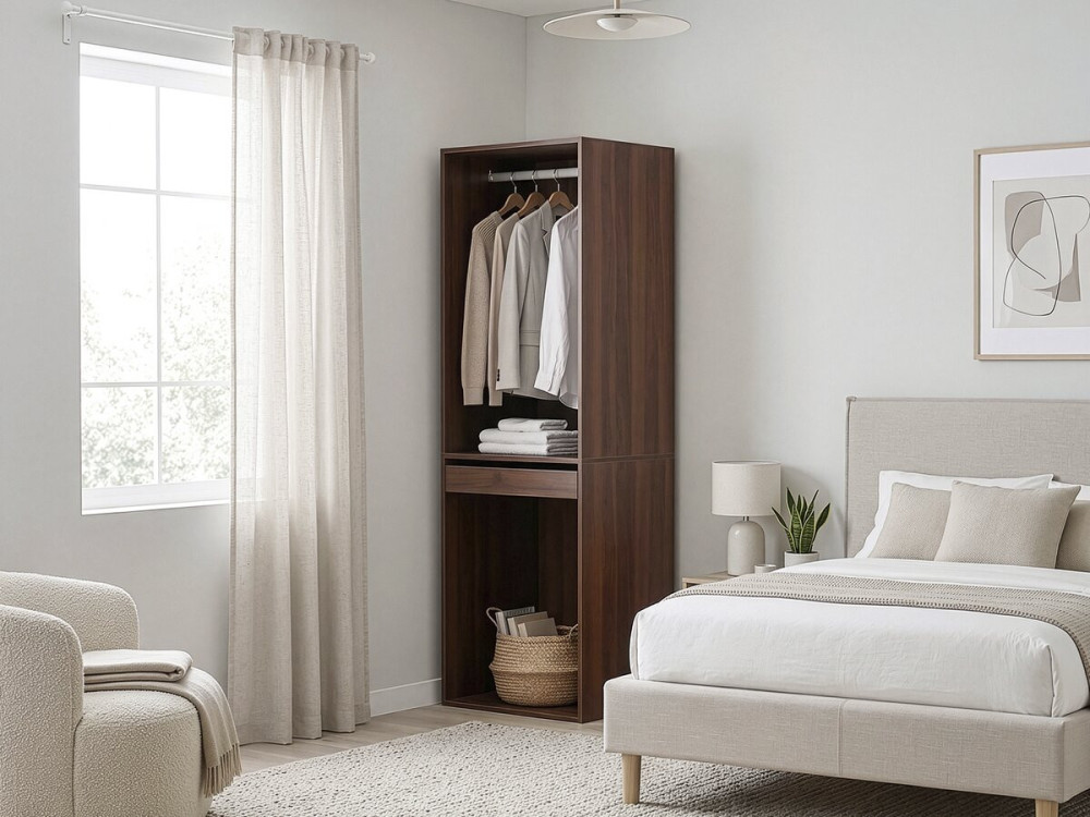 Kleiderschrank mit Garderobe "Opera" - 60 x 45 x 180 cm - Braun