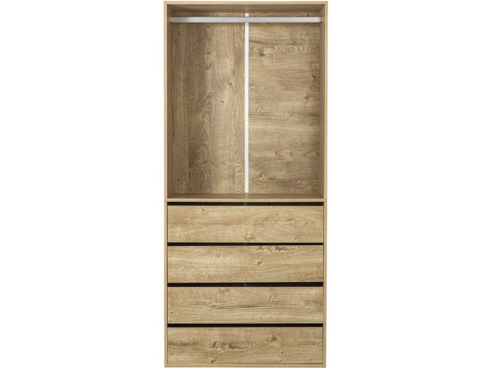 Kleiderschrank mit 4 Schubladen und 1 Garderobe "Opera" - 80 x 45 x 180 cm - Beige