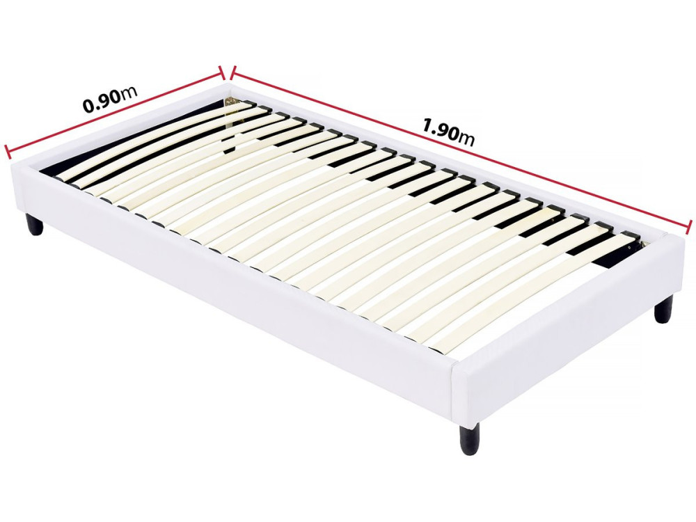 Bettgestell-Lattenrost - 90 x 190 cm - 20 Latten - Weiß