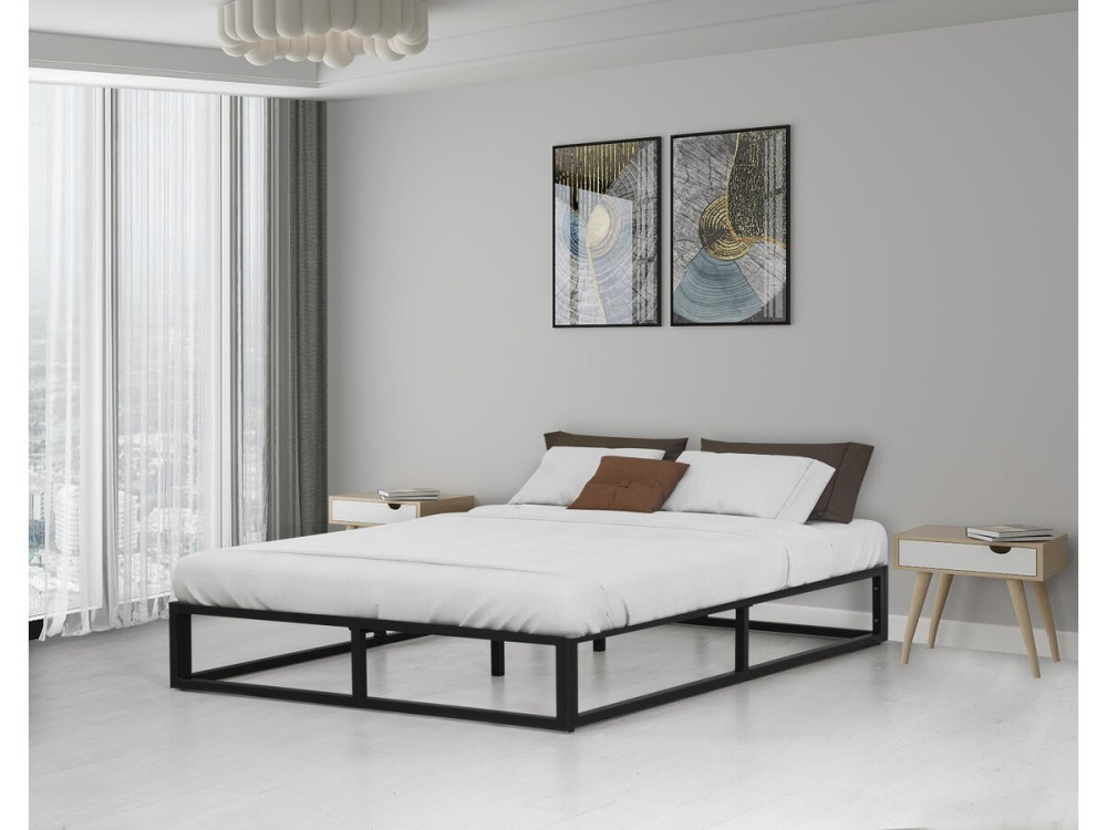 Bettgestell aus Metall 160 x 200 cm  - Schwarz