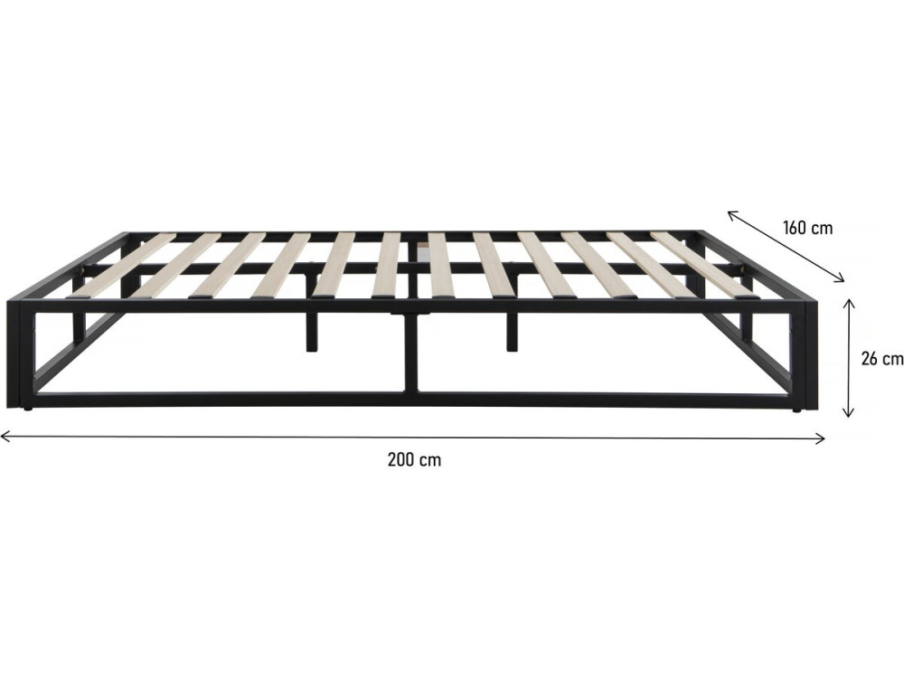 Bettgestell aus Metall 160 x 200 cm  - Schwarz