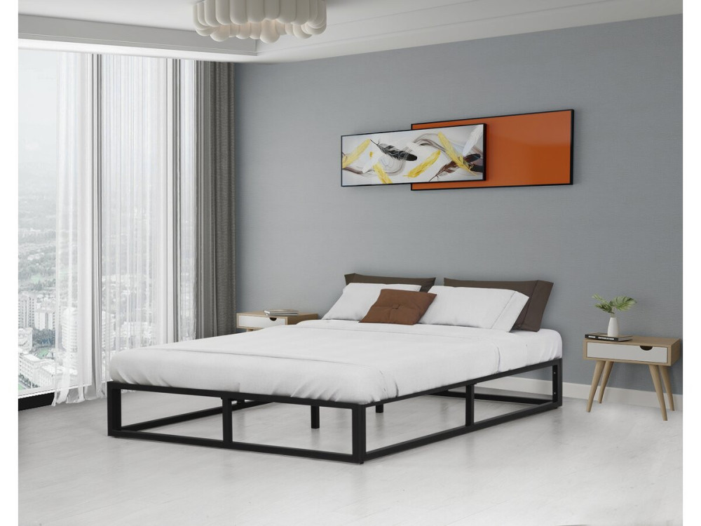 Bettgestell aus Metall 140 x 190 cm  - Schwarz