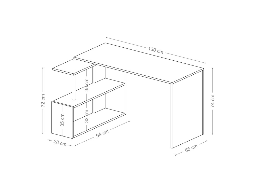 Holzschreibtisch "Gelincik" - 130 x 109 x 74 cm - Weiß