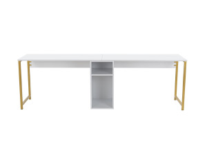 Schreibtisch „Twin Study Desk“ aus Holz – 240 x 60 x 74 cm – Goldweiß