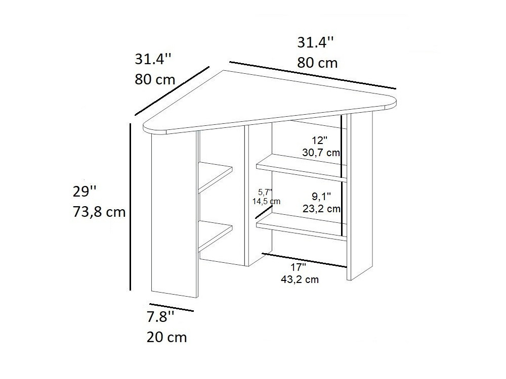 Holzschreibtisch "Corner " - 80 x 80 x 73 cm - Weiß