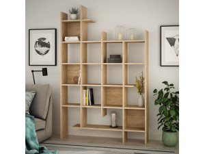 Holz-Bücherregal "Manco" - 122 x 25 x 188 cm - Eiche 2