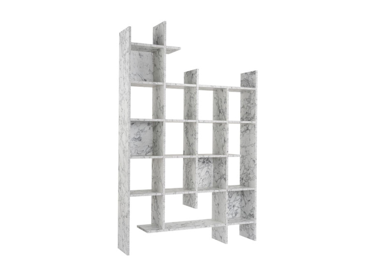 Holz Bücherregal "Manco" 122 x 25,5 x 188 cm - Carrara Marmor