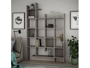 Holz Bücherregal "Manco" 122 x 25,5 x 188 cm - Leichtes Mocha 2