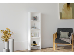Bücherregal aus Holz "Barkin" - 40 x 19 x 150 cm - Weiß 2