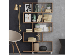 Holz Bücherregal "Nilüfer" 90 x 20 x 156 cm - Nussbaum 2