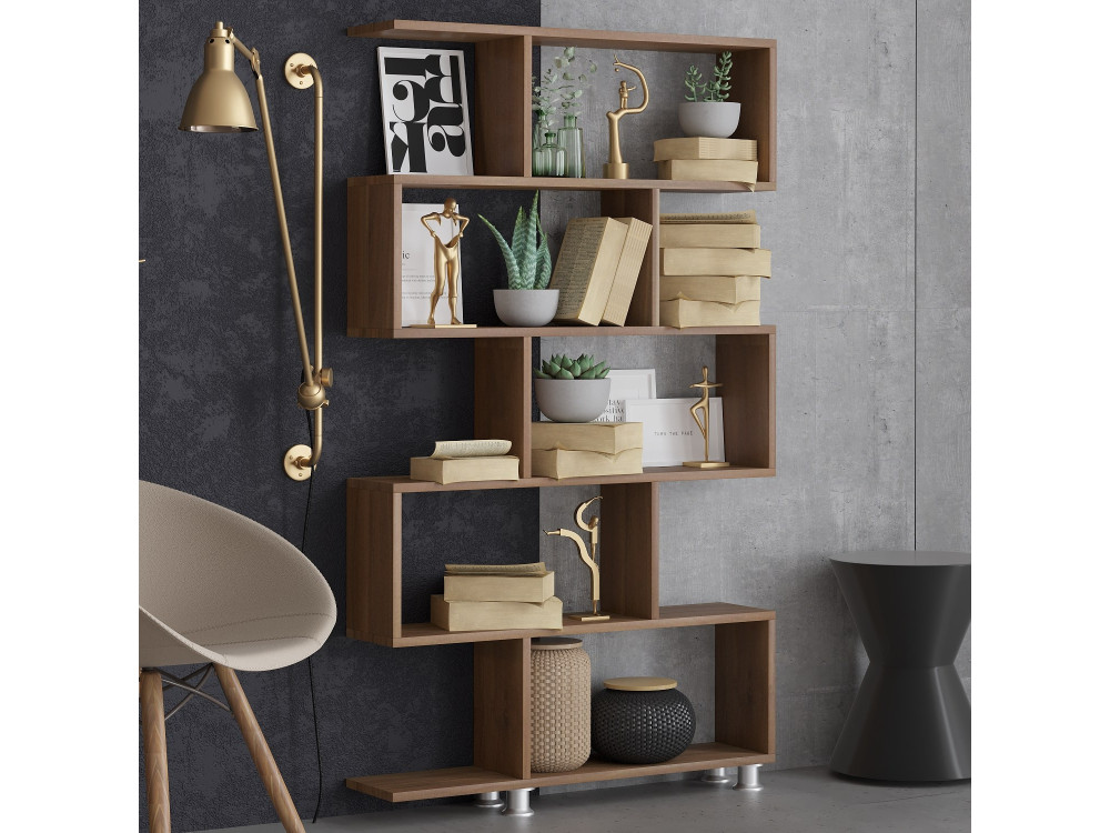 Holz Bücherregal "Nilüfer" 90 x 20 x 156 cm - Nussbaum