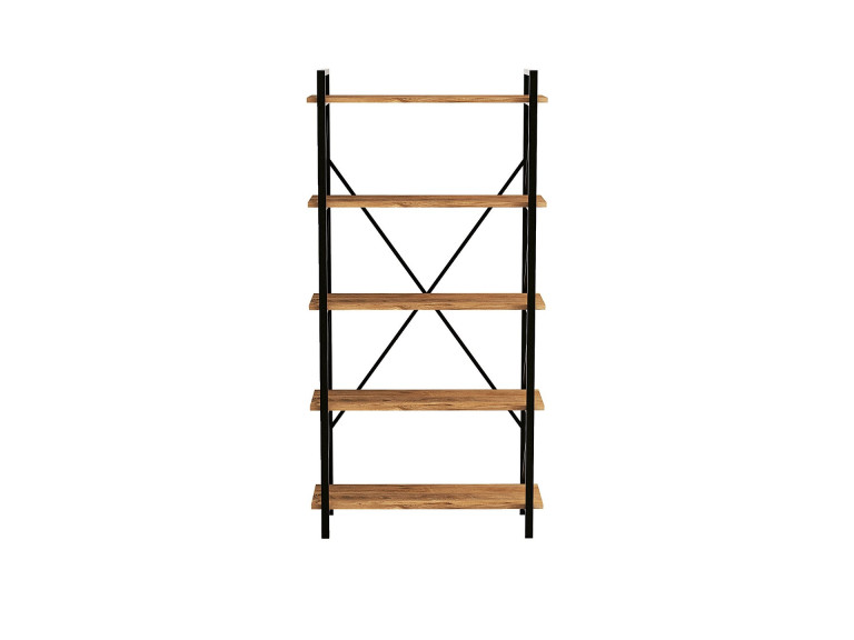 Bücherregal „Nero“ aus Holz – 90 x 33 x 180 cm – Schwarze atlantische Kiefer