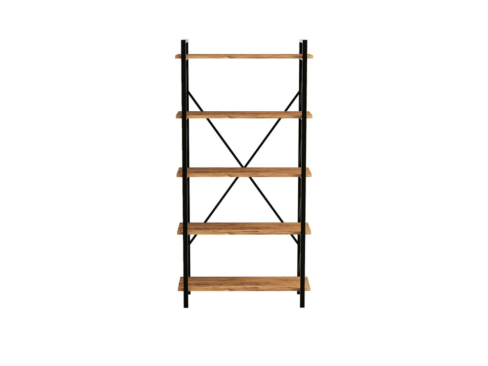 Bücherregal „Nero“ aus Holz – 90 x 33 x 180 cm – Schwarze atlantische Kiefer