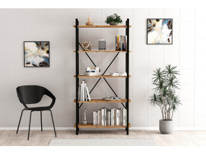 Bücherregal „Nero“ aus Holz – 90 x 33 x 180 cm – Schwarze atlantische Kiefer 2
