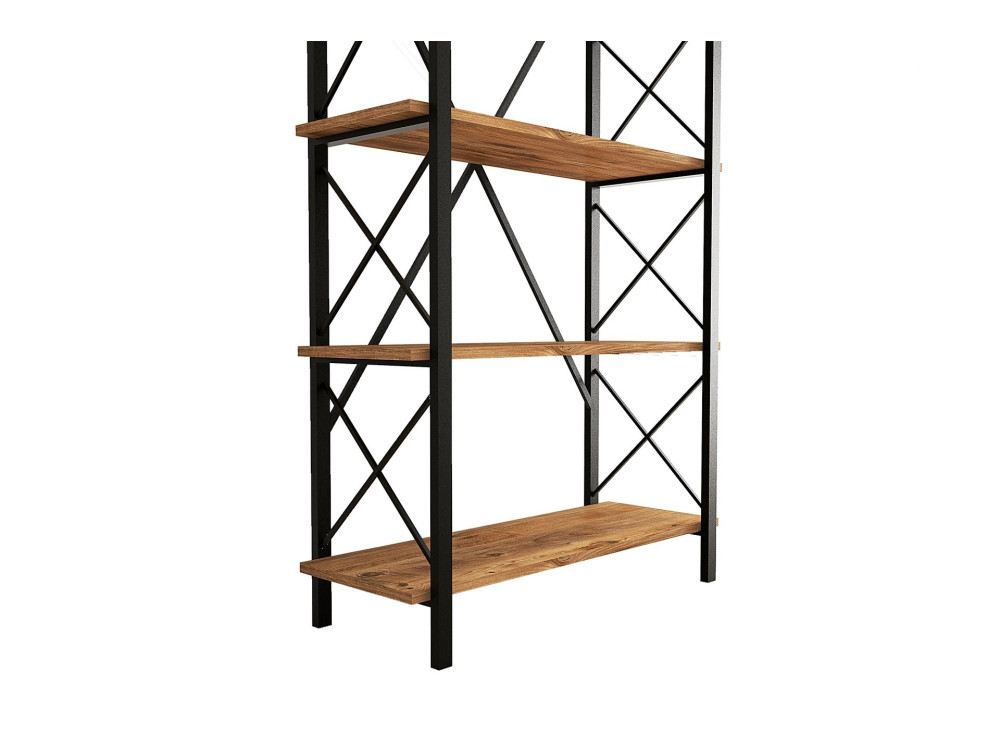 Bücherregal „Nero“ aus Holz – 90 x 33 x 180 cm – Schwarze atlantische Kiefer