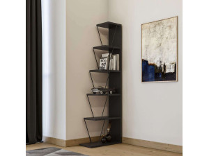 Holz Bücherregal "Melinos" - 50 x 22 x 150 cm - Anthrazitgrau 2