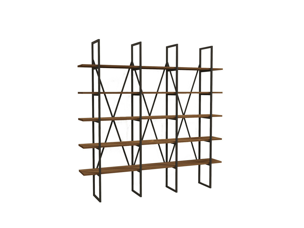Bücherregal aus Holz "Beylerbeyi" - 160 x 26 x 160 cm - WalnussSchwarz