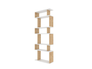 Holz Bücherregal "Bates" - 60 x 19 x 160 cm - Weiße Eiche